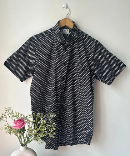 Black Butti Print Half Sleeve Cotton Shirt