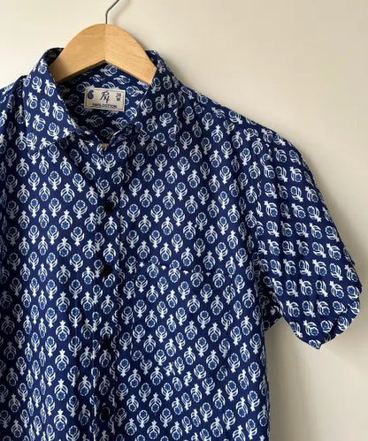 Indigo Print Half Sleeve Cotton Shirt